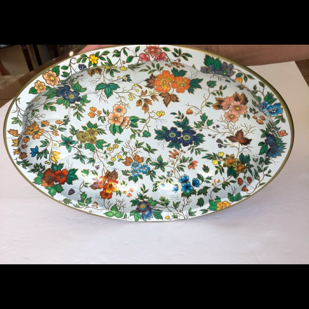 Vintage Daher Decorated Metal Ware Oval Tray Bowl